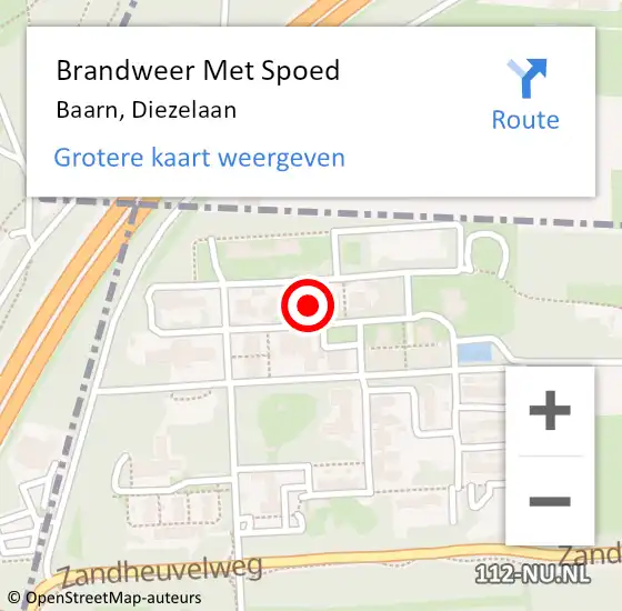 Locatie op kaart van de 112 melding: Brandweer Met Spoed Naar Baarn, Diezelaan op 9 oktober 2022 17:11