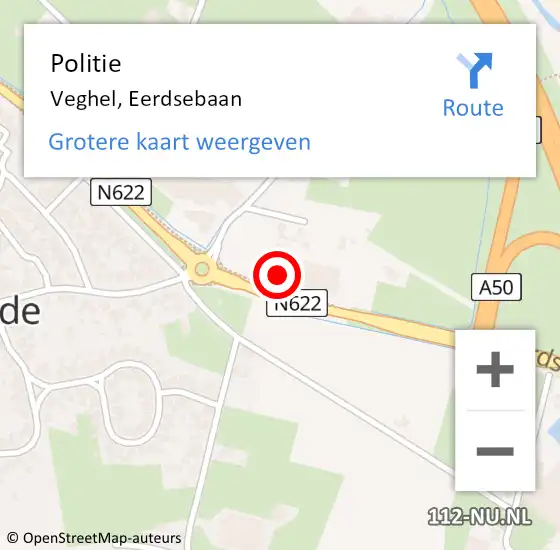 Locatie op kaart van de 112 melding: Politie Schijndel, Eerdsebaan op 9 oktober 2022 17:21