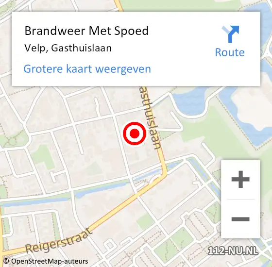 Locatie op kaart van de 112 melding: Brandweer Met Spoed Naar Velp, Gasthuislaan op 9 oktober 2022 17:29