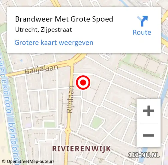 Locatie op kaart van de 112 melding: Brandweer Met Grote Spoed Naar Utrecht, Zijpestraat op 31 juli 2014 23:08