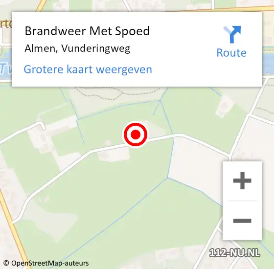 Locatie op kaart van de 112 melding: Brandweer Met Spoed Naar Almen, Vunderingweg op 9 oktober 2022 17:32