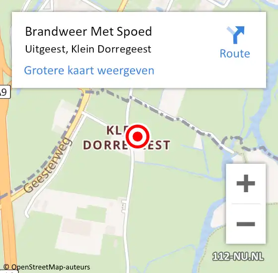 Locatie op kaart van de 112 melding: Brandweer Met Spoed Naar Uitgeest, Klein Dorregeest op 9 oktober 2022 17:33