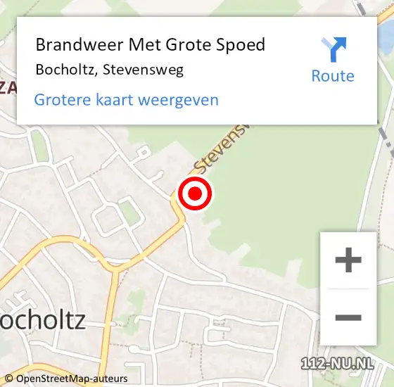 Locatie op kaart van de 112 melding: Brandweer Met Grote Spoed Naar Bocholtz, Stevensweg op 9 oktober 2022 17:34