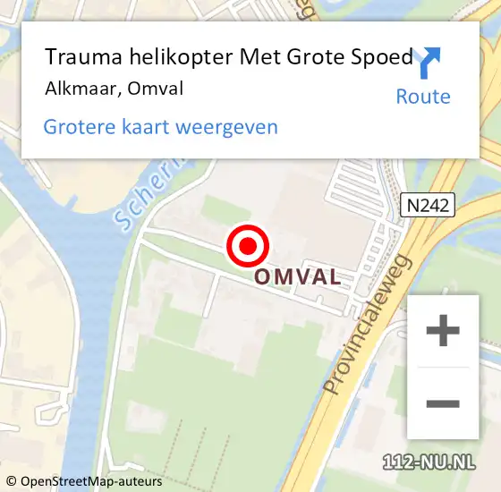 Locatie op kaart van de 112 melding: Trauma helikopter Met Grote Spoed Naar Alkmaar, Omval op 9 oktober 2022 18:01