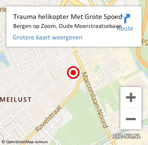 Locatie op kaart van de 112 melding: Trauma helikopter Met Grote Spoed Naar Bergen op Zoom, Oude Moerstraatsebaan op 9 oktober 2022 18:10