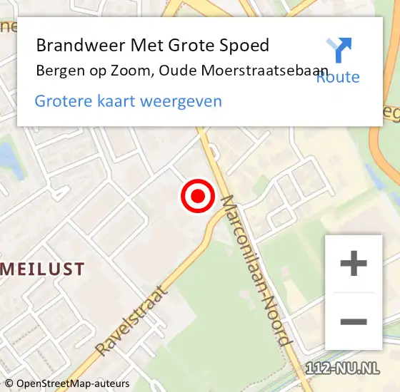 Locatie op kaart van de 112 melding: Brandweer Met Grote Spoed Naar Bergen op Zoom, Oude Moerstraatsebaan op 9 oktober 2022 18:11