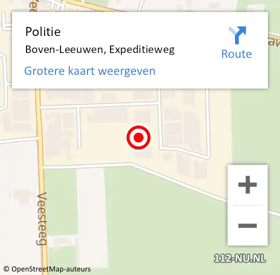 Locatie op kaart van de 112 melding: Politie Boven-Leeuwen, Expeditieweg op 9 oktober 2022 18:15