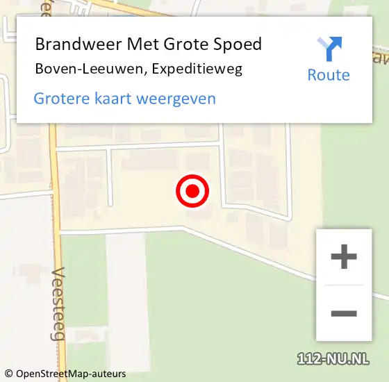 Locatie op kaart van de 112 melding: Brandweer Met Grote Spoed Naar Boven-Leeuwen, Expeditieweg op 9 oktober 2022 18:17