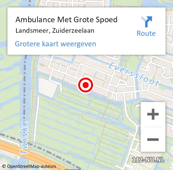 Locatie op kaart van de 112 melding: Ambulance Met Grote Spoed Naar Landsmeer, Zuiderzeelaan op 9 oktober 2022 18:23