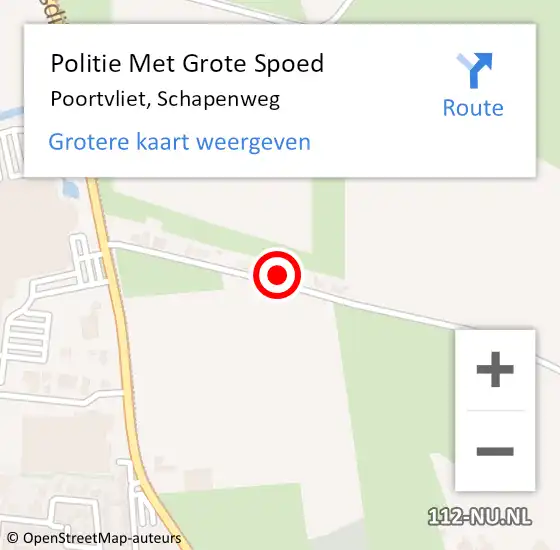 Locatie op kaart van de 112 melding: Politie Met Grote Spoed Naar Poortvliet, Schapenweg op 9 oktober 2022 18:32