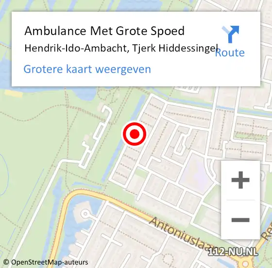 Locatie op kaart van de 112 melding: Ambulance Met Grote Spoed Naar Hendrik-Ido-Ambacht, Tjerk Hiddessingel op 9 oktober 2022 18:34