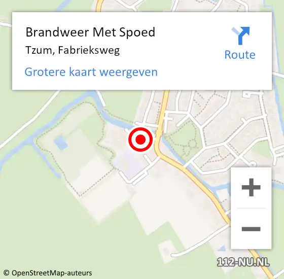 Locatie op kaart van de 112 melding: Brandweer Met Spoed Naar Tzum, Fabrieksweg op 9 oktober 2022 18:47