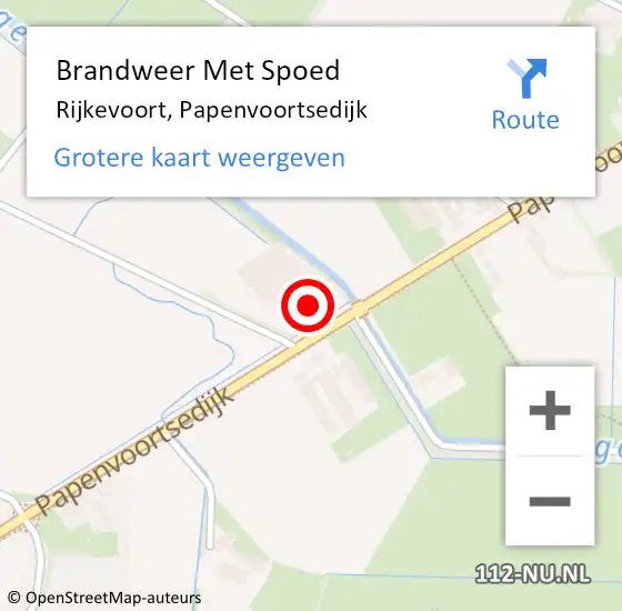 Locatie op kaart van de 112 melding: Brandweer Met Spoed Naar Rijkevoort, Papenvoortsedijk op 9 oktober 2022 18:58