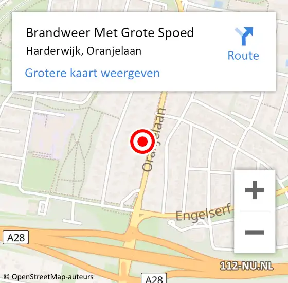 Locatie op kaart van de 112 melding: Brandweer Met Grote Spoed Naar Harderwijk, Oranjelaan op 9 oktober 2022 19:01