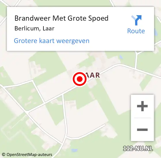 Locatie op kaart van de 112 melding: Brandweer Met Grote Spoed Naar Berlicum, Laar op 9 oktober 2022 19:03