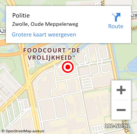 Locatie op kaart van de 112 melding: Politie Zwolle, Oude Meppelerweg op 9 oktober 2022 19:05