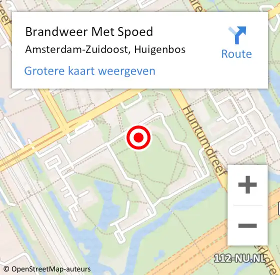 Locatie op kaart van de 112 melding: Brandweer Met Spoed Naar Amsterdam-Zuidoost, Huigenbos op 9 oktober 2022 19:15