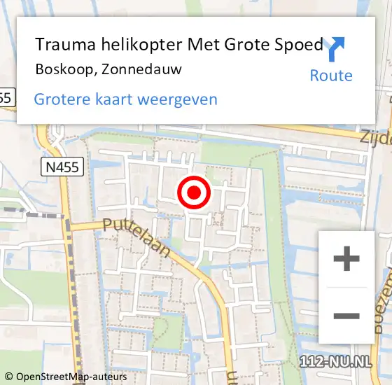Locatie op kaart van de 112 melding: Trauma helikopter Met Grote Spoed Naar Boskoop, Zonnedauw op 9 oktober 2022 19:29