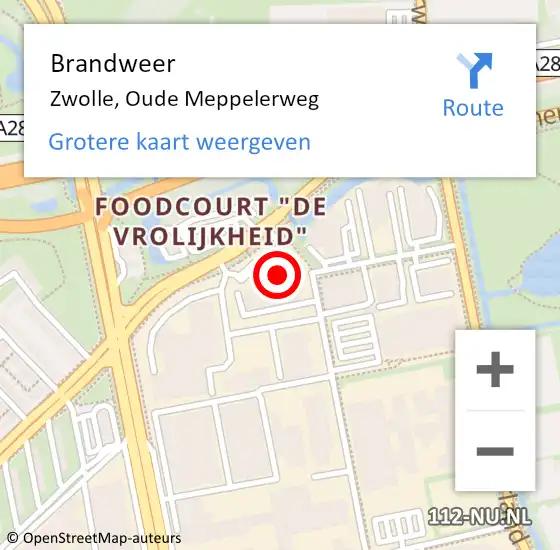 Locatie op kaart van de 112 melding: Brandweer Zwolle, Oude Meppelerweg op 9 oktober 2022 19:35