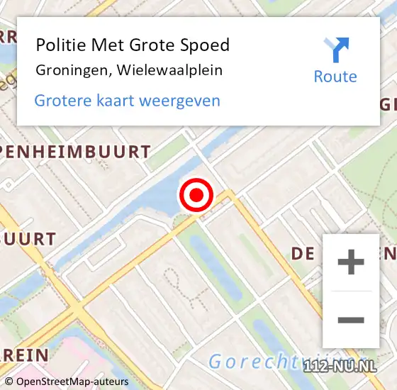 Locatie op kaart van de 112 melding: Politie Met Grote Spoed Naar Groningen, Wielewaalplein op 9 oktober 2022 19:37