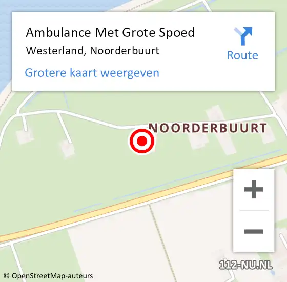 Locatie op kaart van de 112 melding: Ambulance Met Grote Spoed Naar Westerland, Noorderbuurt op 9 oktober 2022 19:43