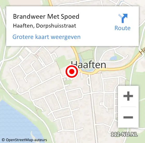 Locatie op kaart van de 112 melding: Brandweer Met Spoed Naar Haaften, Dorpshuisstraat op 9 oktober 2022 19:46