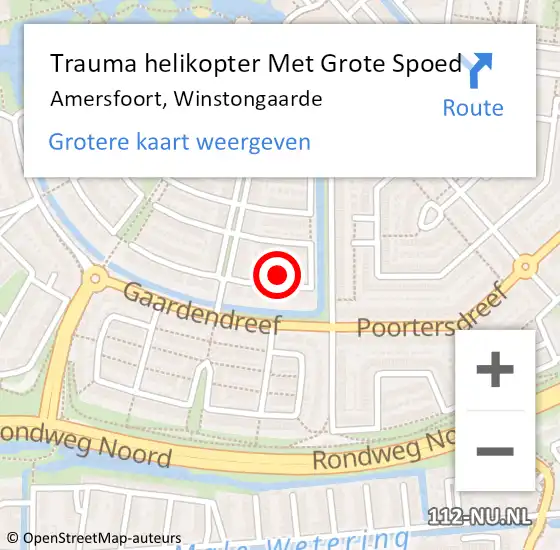 Locatie op kaart van de 112 melding: Trauma helikopter Met Grote Spoed Naar Amersfoort, Winstongaarde op 9 oktober 2022 19:55