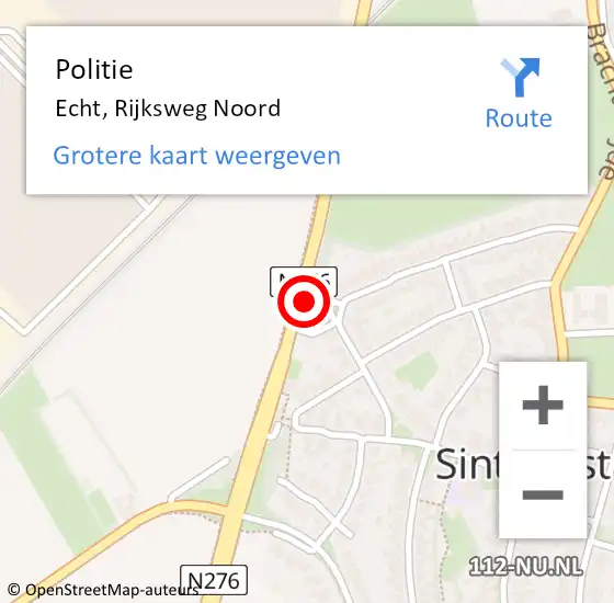 Locatie op kaart van de 112 melding: Politie Echt, Rijksweg Noord op 9 oktober 2022 20:03