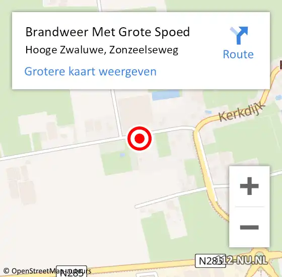 Locatie op kaart van de 112 melding: Brandweer Met Grote Spoed Naar Hooge Zwaluwe, Zonzeelseweg op 9 oktober 2022 20:15