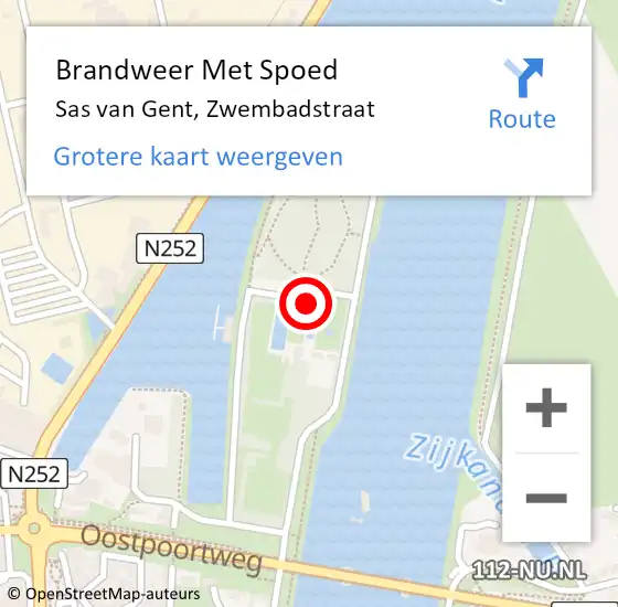 Locatie op kaart van de 112 melding: Brandweer Met Spoed Naar Sas van Gent, Zwembadstraat op 9 oktober 2022 20:21