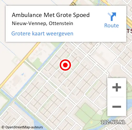 Locatie op kaart van de 112 melding: Ambulance Met Grote Spoed Naar Nieuw-Vennep, Ottenstein op 9 oktober 2022 20:43