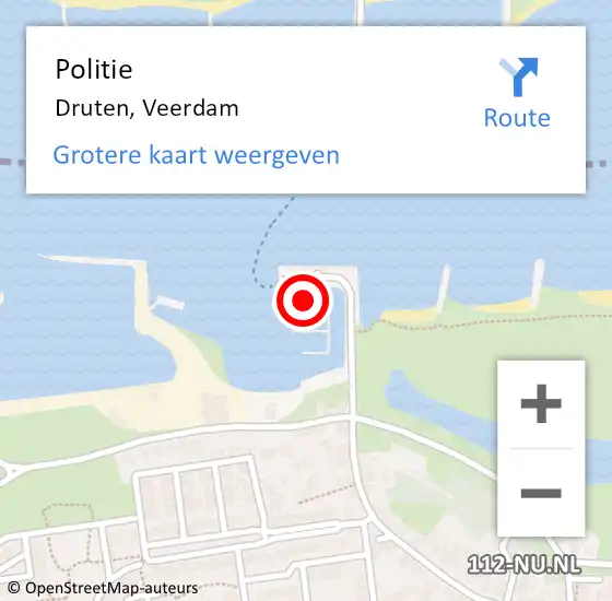 Locatie op kaart van de 112 melding: Politie Druten, Veerdam op 9 oktober 2022 20:50