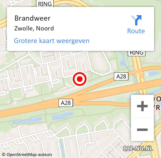 Locatie op kaart van de 112 melding: Brandweer Zwolle, Noord op 9 oktober 2022 20:50