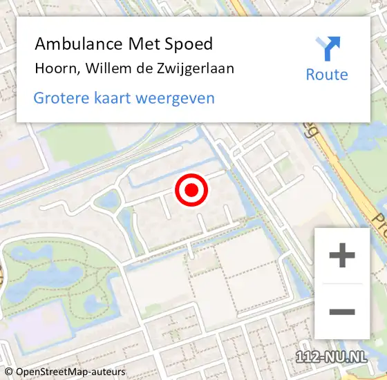 Locatie op kaart van de 112 melding: Ambulance Met Spoed Naar Hoorn, Willem de Zwijgerlaan op 9 oktober 2022 20:53