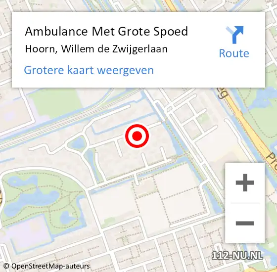 Locatie op kaart van de 112 melding: Ambulance Met Grote Spoed Naar Hoorn, Willem de Zwijgerlaan op 9 oktober 2022 20:56