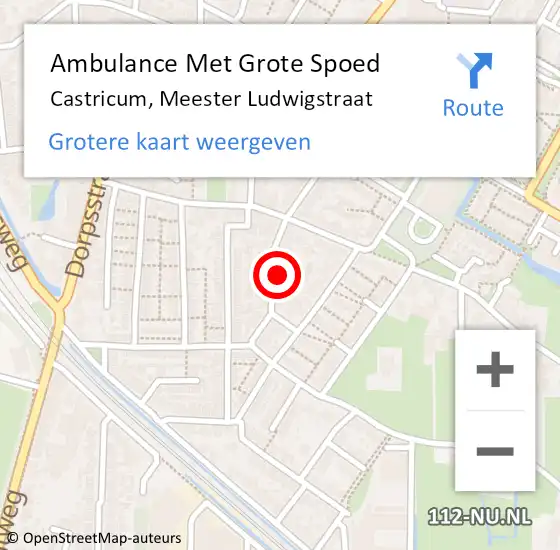 Locatie op kaart van de 112 melding: Ambulance Met Grote Spoed Naar Castricum, Meester Ludwigstraat op 9 oktober 2022 21:21