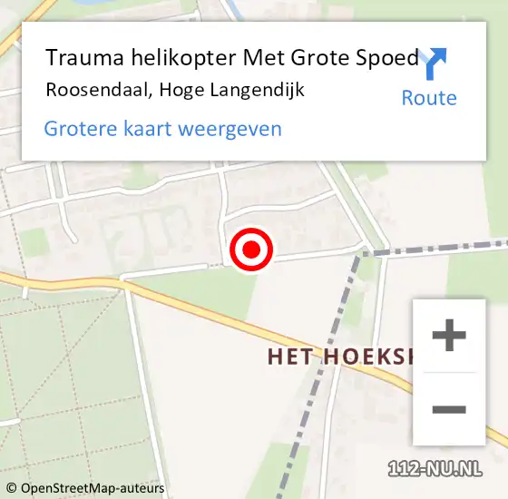 Locatie op kaart van de 112 melding: Trauma helikopter Met Grote Spoed Naar Roosendaal, Hoge Langendijk op 9 oktober 2022 21:24