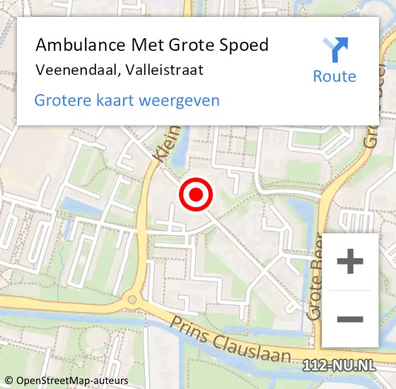 Locatie op kaart van de 112 melding: Ambulance Met Grote Spoed Naar Veenendaal, Valleistraat op 9 oktober 2022 22:12