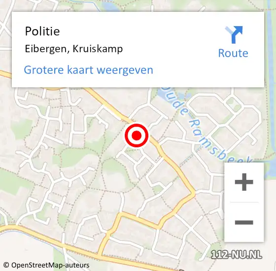Locatie op kaart van de 112 melding: Politie Eibergen, Kruiskamp op 9 oktober 2022 22:19