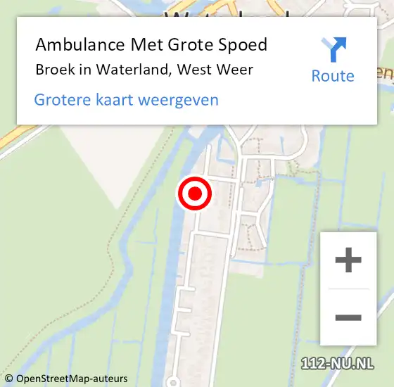 Locatie op kaart van de 112 melding: Ambulance Met Grote Spoed Naar Broek in Waterland, West Weer op 9 oktober 2022 22:37