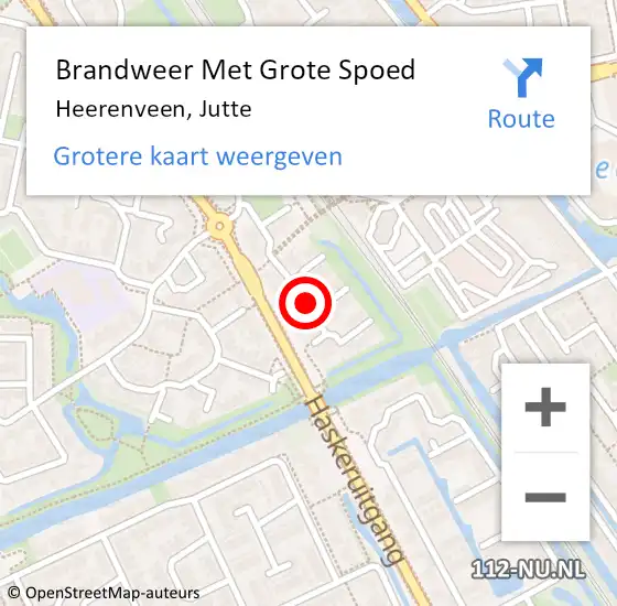 Locatie op kaart van de 112 melding: Brandweer Met Grote Spoed Naar Heerenveen, Jutte op 9 oktober 2022 23:25