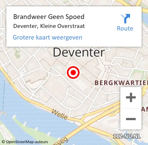 Locatie op kaart van de 112 melding: Brandweer Geen Spoed Naar Deventer, Kleine Overstraat op 10 oktober 2022 00:02