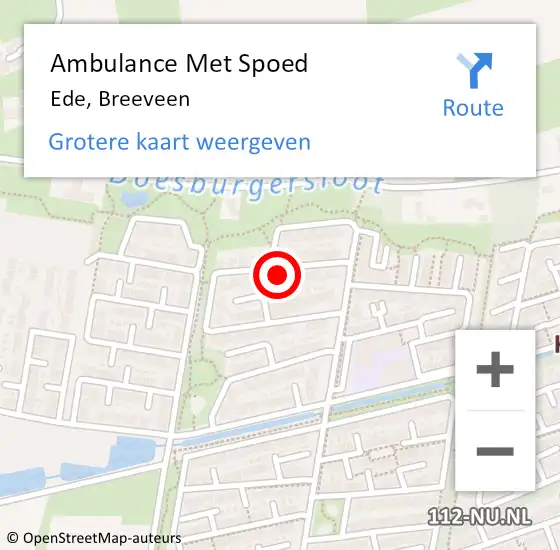 Locatie op kaart van de 112 melding: Ambulance Met Spoed Naar Ede, Breeveen op 10 oktober 2022 00:11