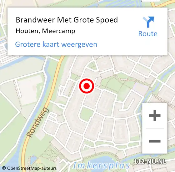 Locatie op kaart van de 112 melding: Brandweer Met Grote Spoed Naar Houten, Meercamp op 10 oktober 2022 00:48