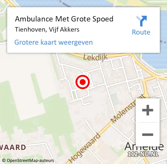 Locatie op kaart van de 112 melding: Ambulance Met Grote Spoed Naar Tienhoven, Vijf Akkers op 10 oktober 2022 01:11