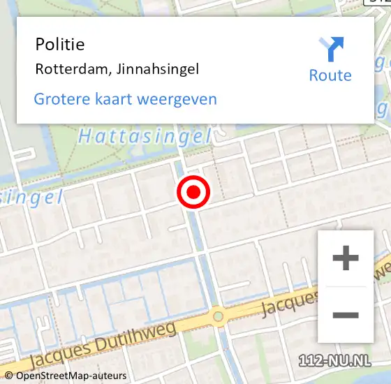 Locatie op kaart van de 112 melding: Politie Rotterdam, Jinnahsingel op 10 oktober 2022 01:39