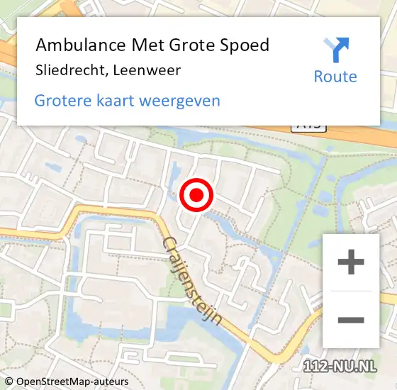 Locatie op kaart van de 112 melding: Ambulance Met Grote Spoed Naar Sliedrecht, Leenweer op 10 oktober 2022 01:47