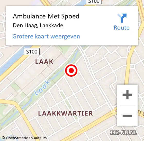 Locatie op kaart van de 112 melding: Ambulance Met Spoed Naar Den Haag, Laakkade op 10 oktober 2022 01:55