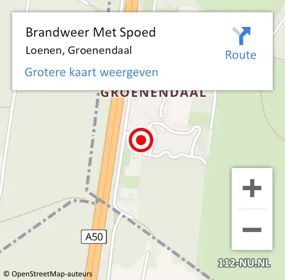 Locatie op kaart van de 112 melding: Brandweer Met Spoed Naar Loenen, Groenendaal op 10 oktober 2022 01:58