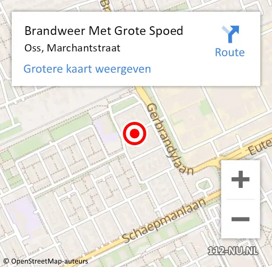 Locatie op kaart van de 112 melding: Brandweer Met Grote Spoed Naar Oss, Marchantstraat op 10 oktober 2022 02:21